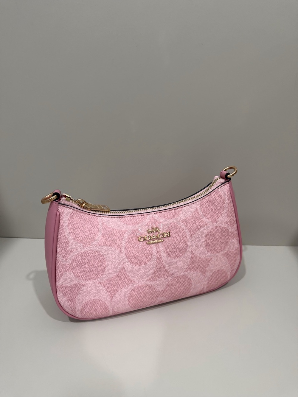 Coach Pink Signature Mini Hobo Bag with Gold Logo